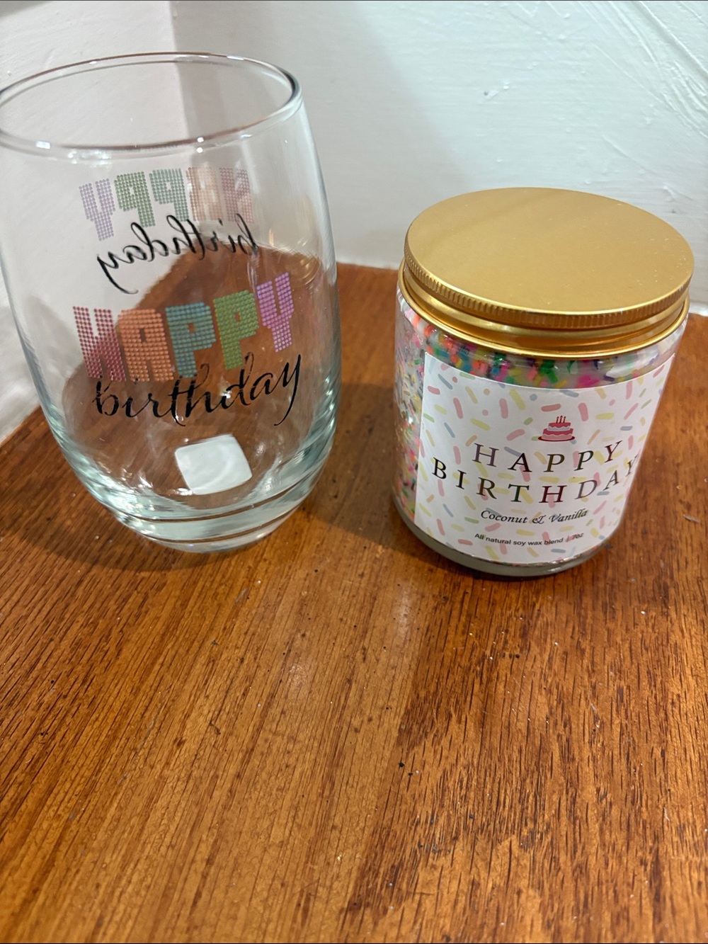 Happy Birthday Bundle - Stemless Wine Glass & Candle